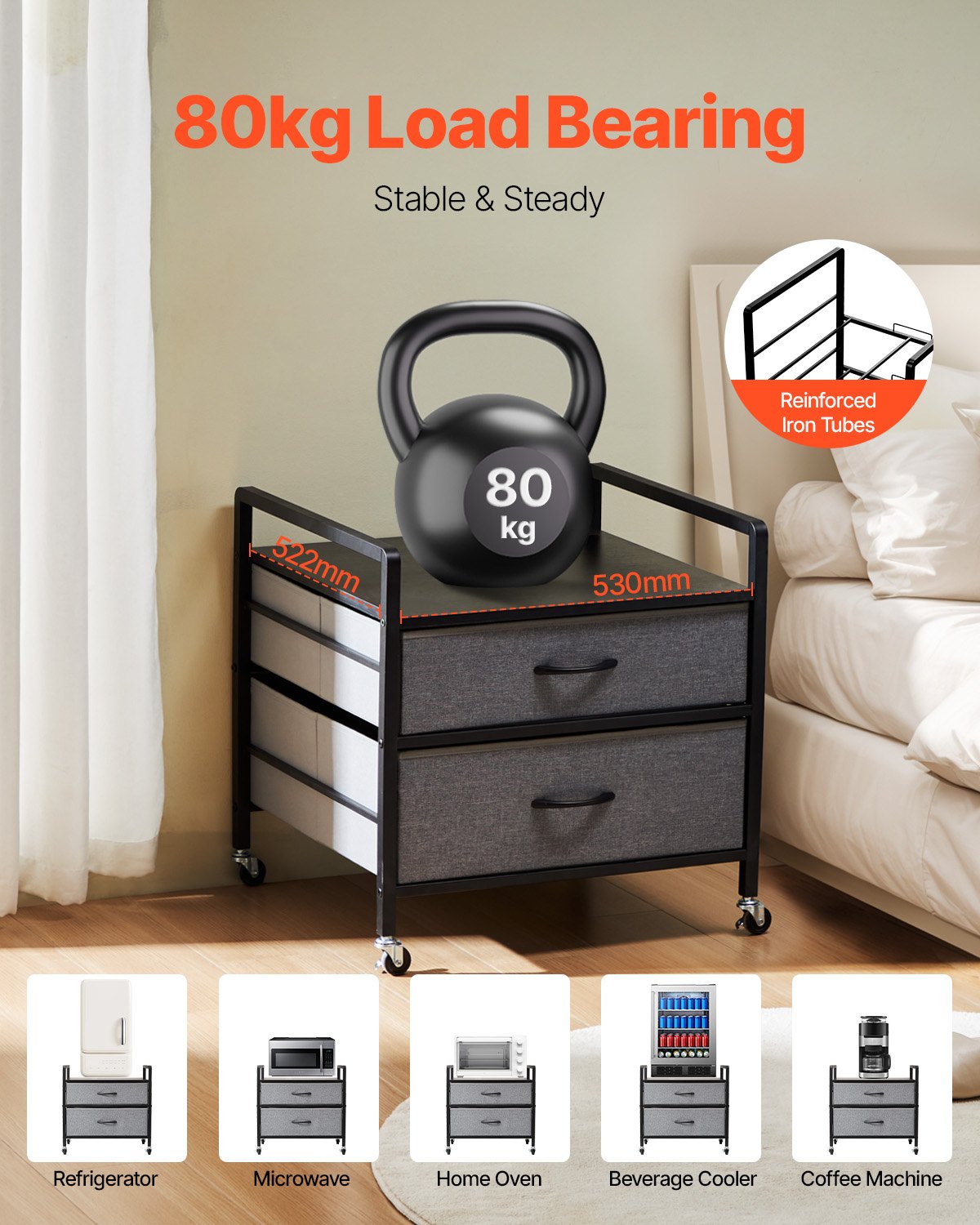 Mini šaldytuvo stovas VEVOR YNS-03, 80 kg apkrova