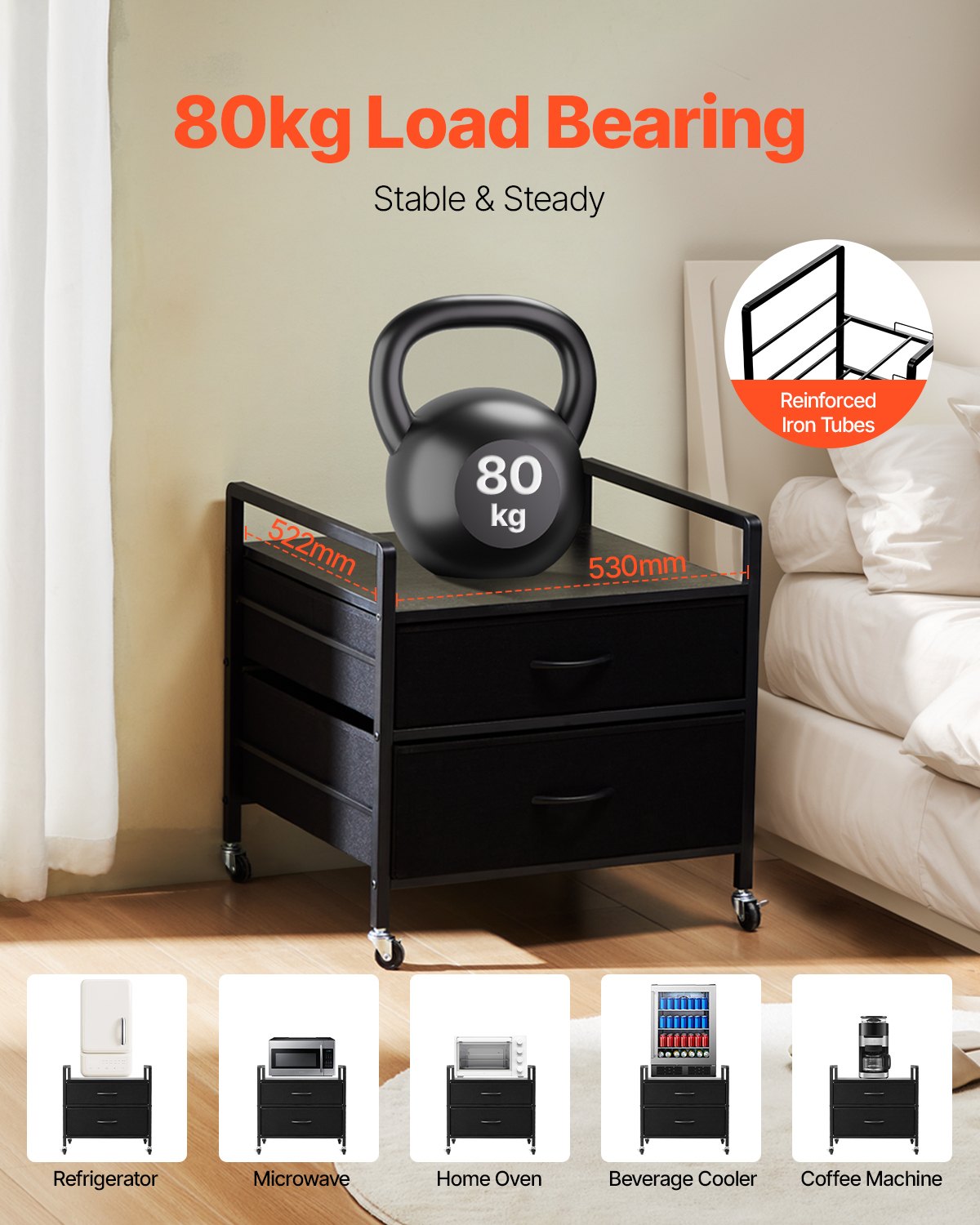 Mini šaldytuvo stovas VEVOR YNS-02, 80 kg apkrova