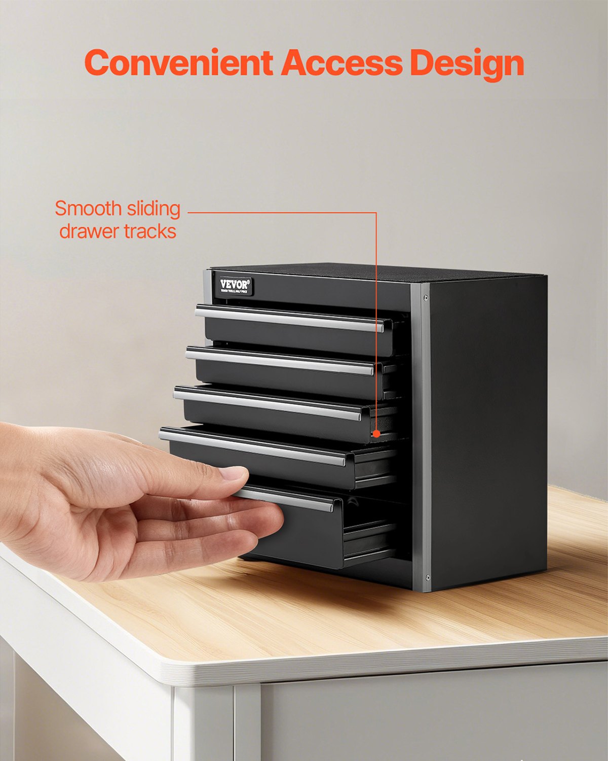 Metalinė įrankių dėžė VEVOR TBHG-905BK, 5 stalčiai