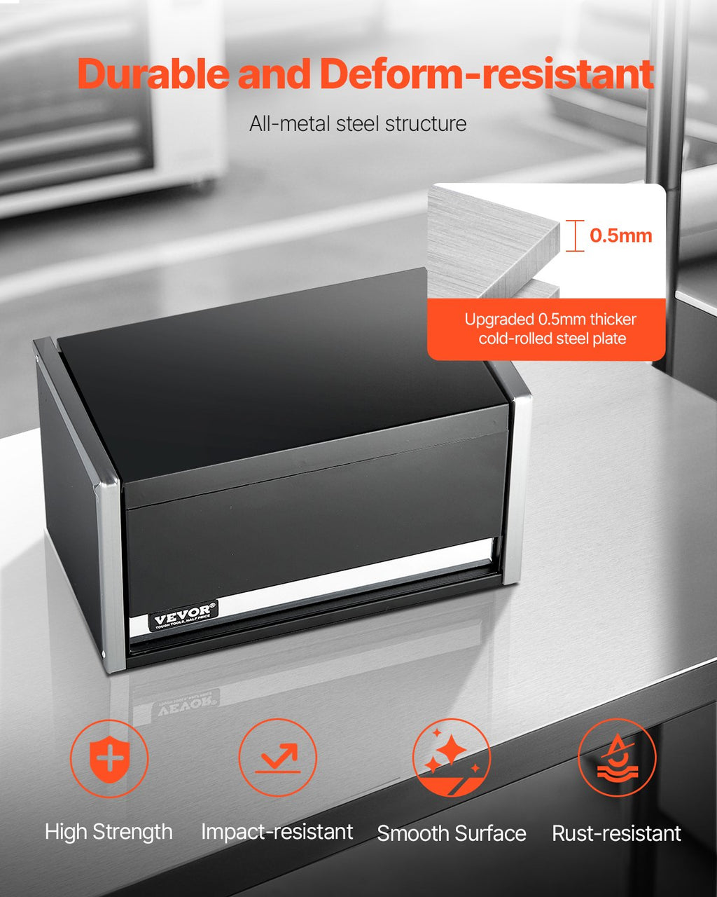 Metalinė įrankių dėžė VEVOR TBHG-913BK, 3 stalčiai