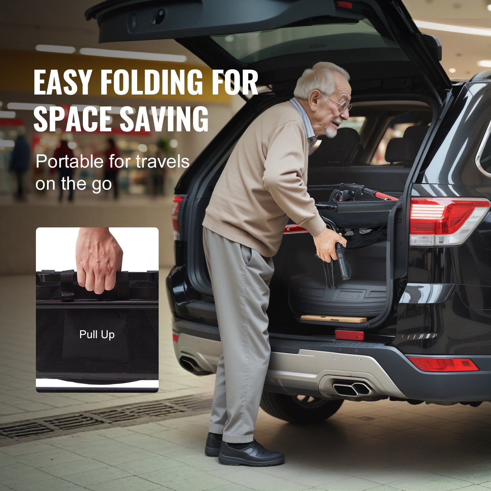 Vaikštynė su ratukais (rolatorius) VEVOR FBL427111, 136 kg apkrova
