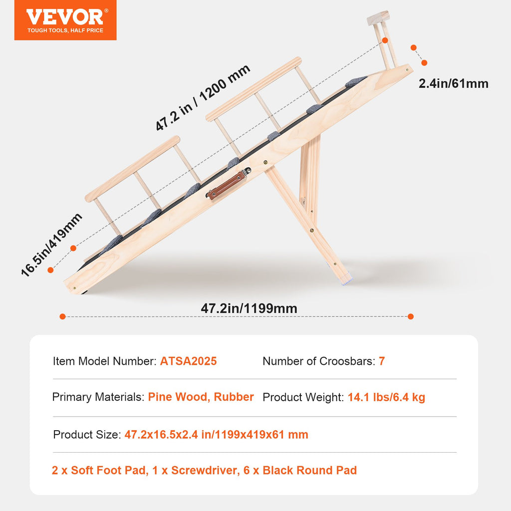 Šunų rampa VEVOR ATSA2025, 120 cm ilgio