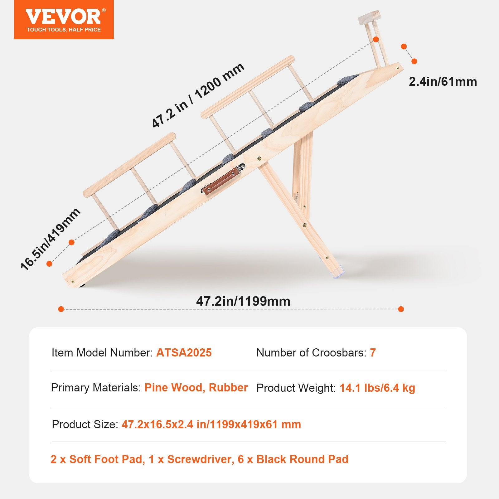 Šunų rampa VEVOR ATSA2025, 120 cm ilgio