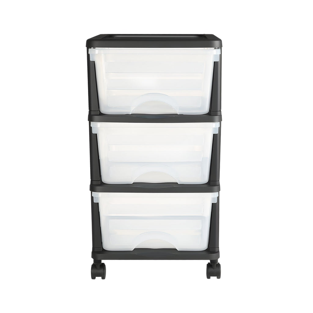 Plastikinė stalčių spintelė su ratukais VEVOR 3323-W, 3 stalčiai