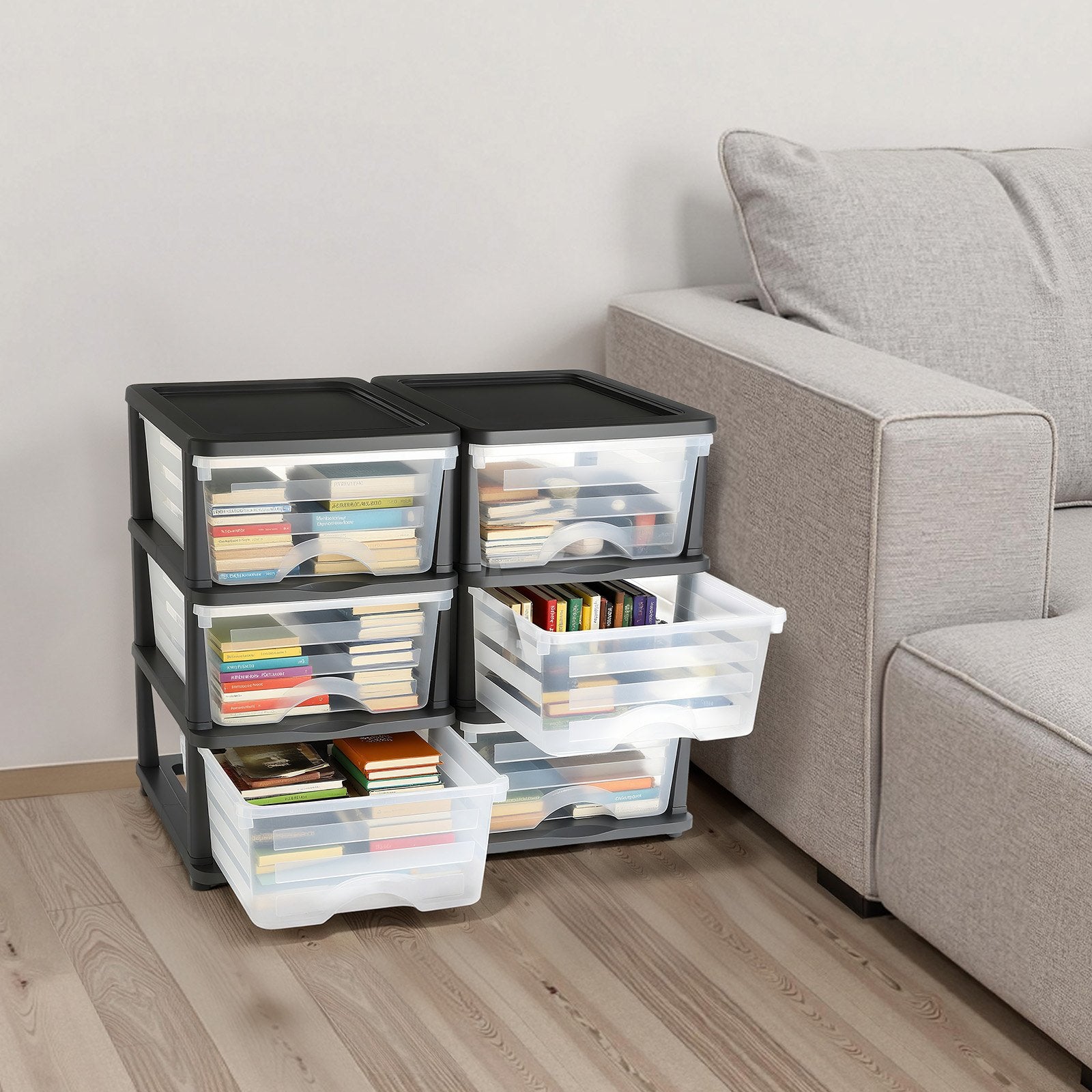 Plastikinė stalčių spintelė VEVOR 3323, 6 stalčiai