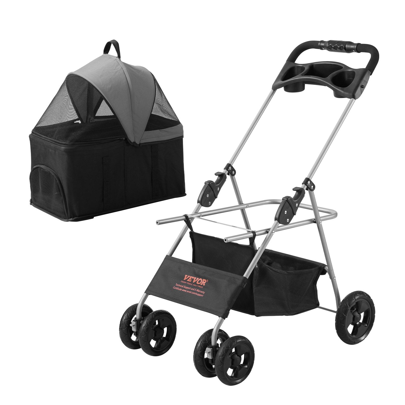 Augintinių vežimėlis VEVOR DTC-804F, iki 16 kg apkrova