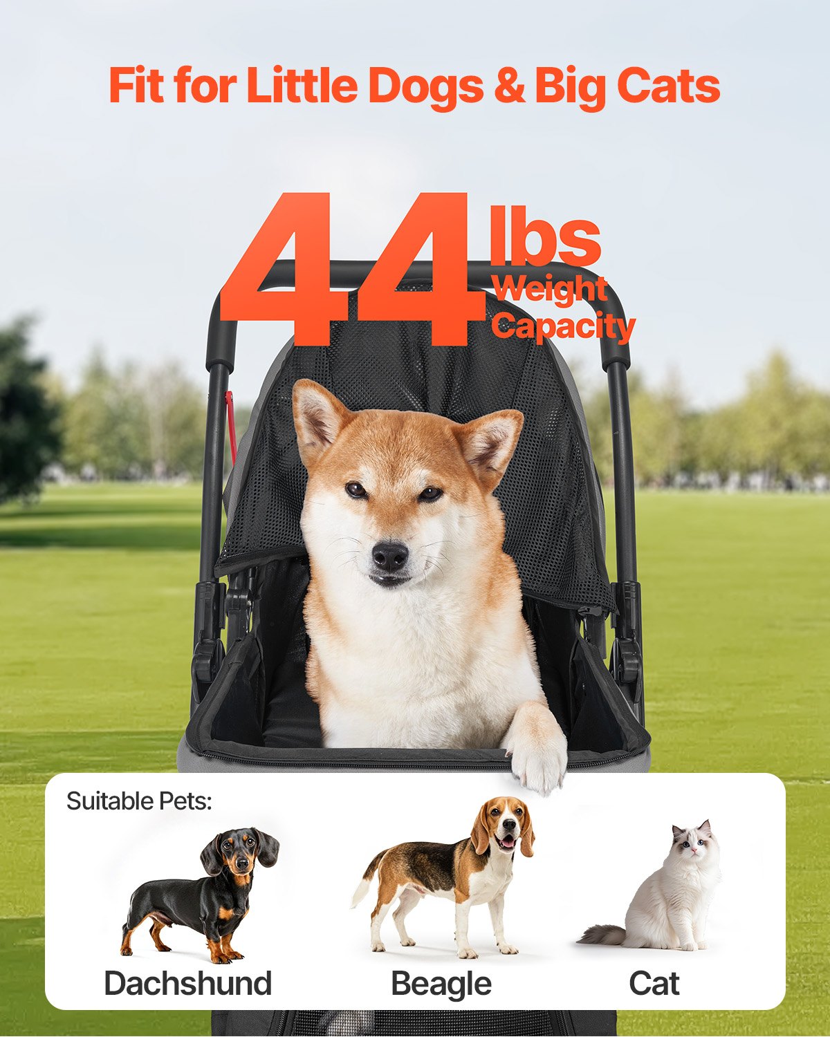 Vežimėlis augintiniams VEVOR GS303, iki 20 kg