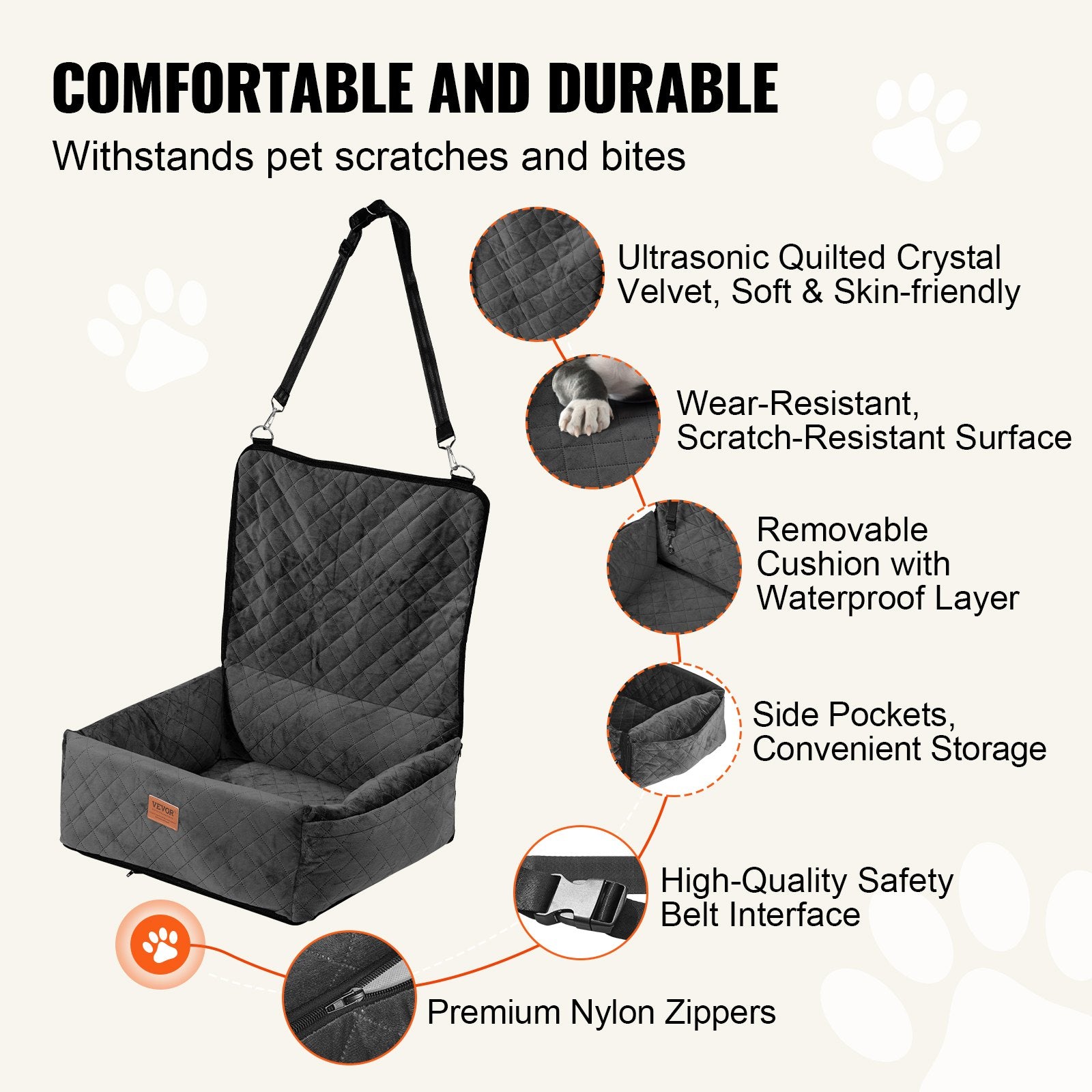 Šuns automobilinė kėdutė VEVOR JBS-PCS-003-BLACK, iki 18 kg