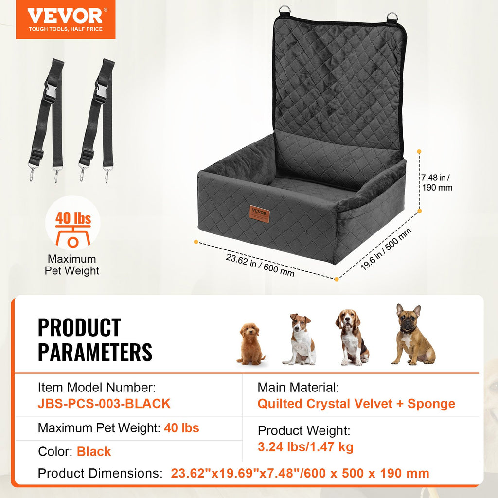 Šuns automobilinė kėdutė VEVOR JBS-PCS-003-BLACK, iki 18 kg