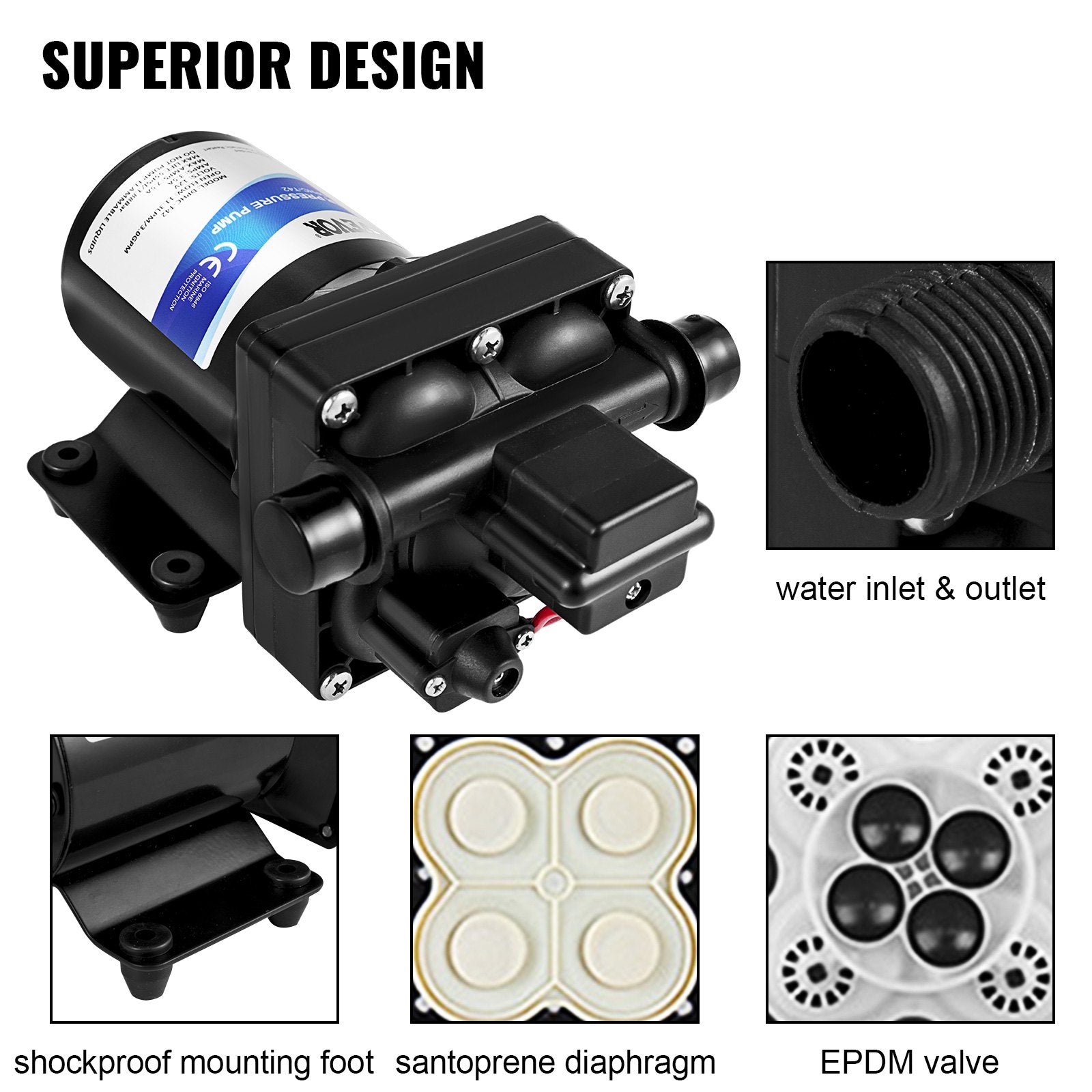 Vandens siurblys VEVOR 12V, 11 l/min