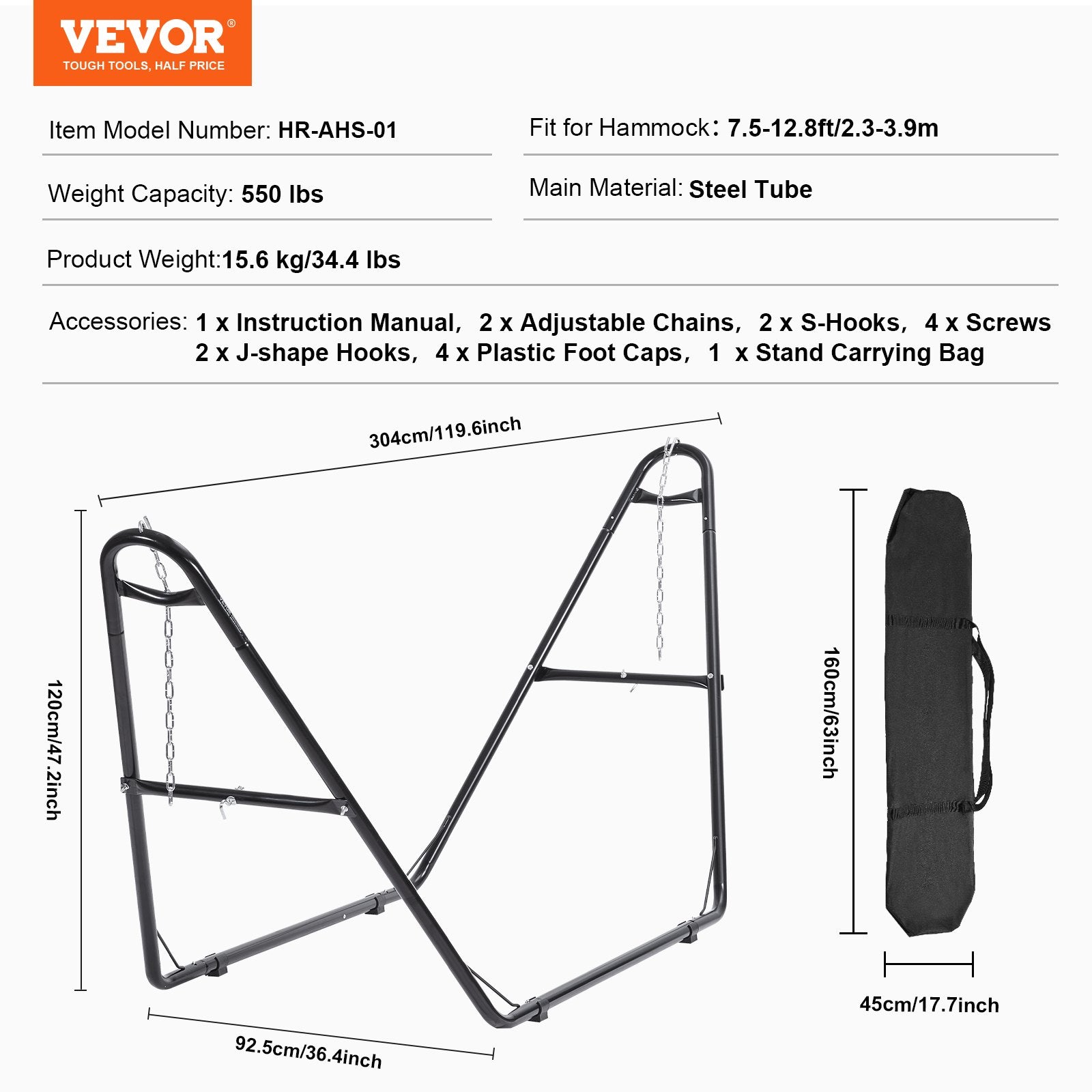 Universalus hamako stovas VEVOR HR-AHS-01, 250 kg keliamoji galia