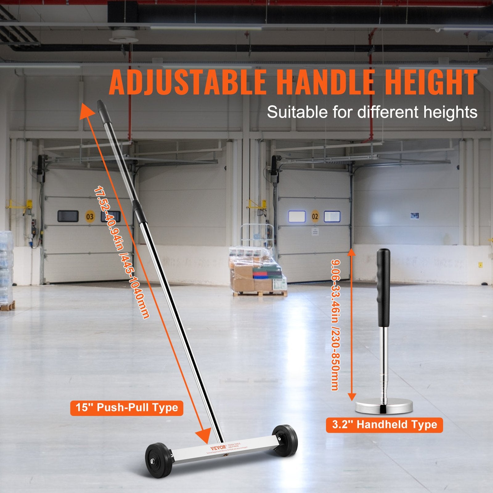 Magnetinė šluota su ratais VEVOR QJ8039+QJ8010, 3,6 kg keliamoji galia