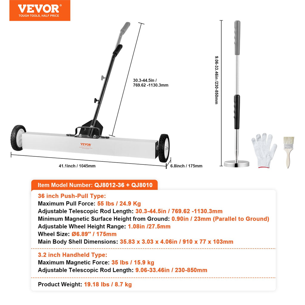 Magnetinė šluota VEVOR QJ8012-36, 91 cm pločio