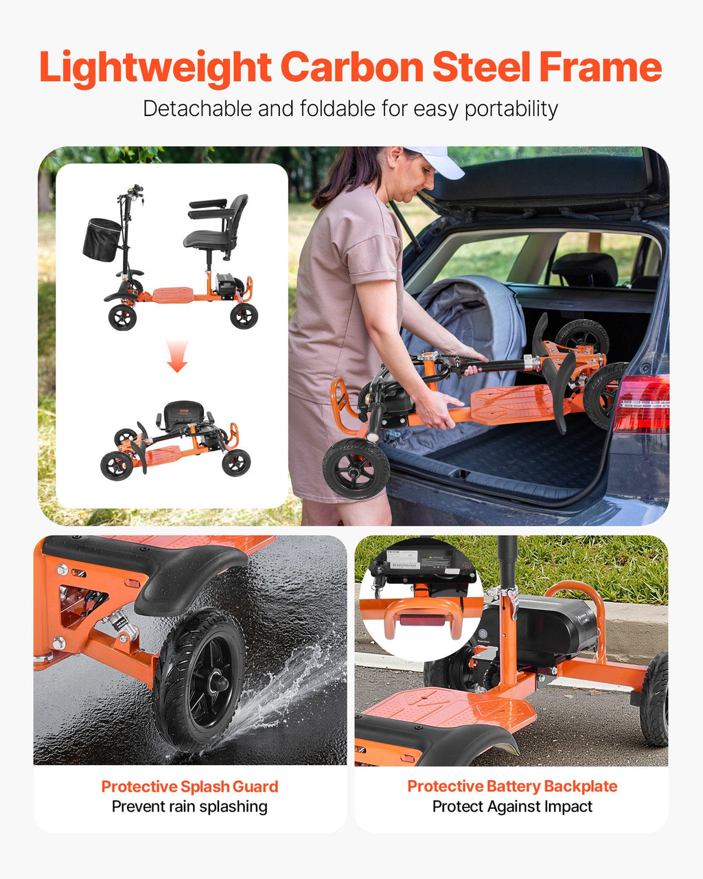 Keturratis elektrinis mobilumo skuteris VEVOR BLHZ400-01A, 120 kg apkrova