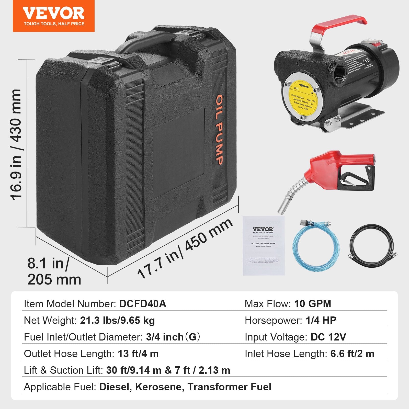 Kuro perpylimo siurblys VEVOR DCFD40A, 38 l/min