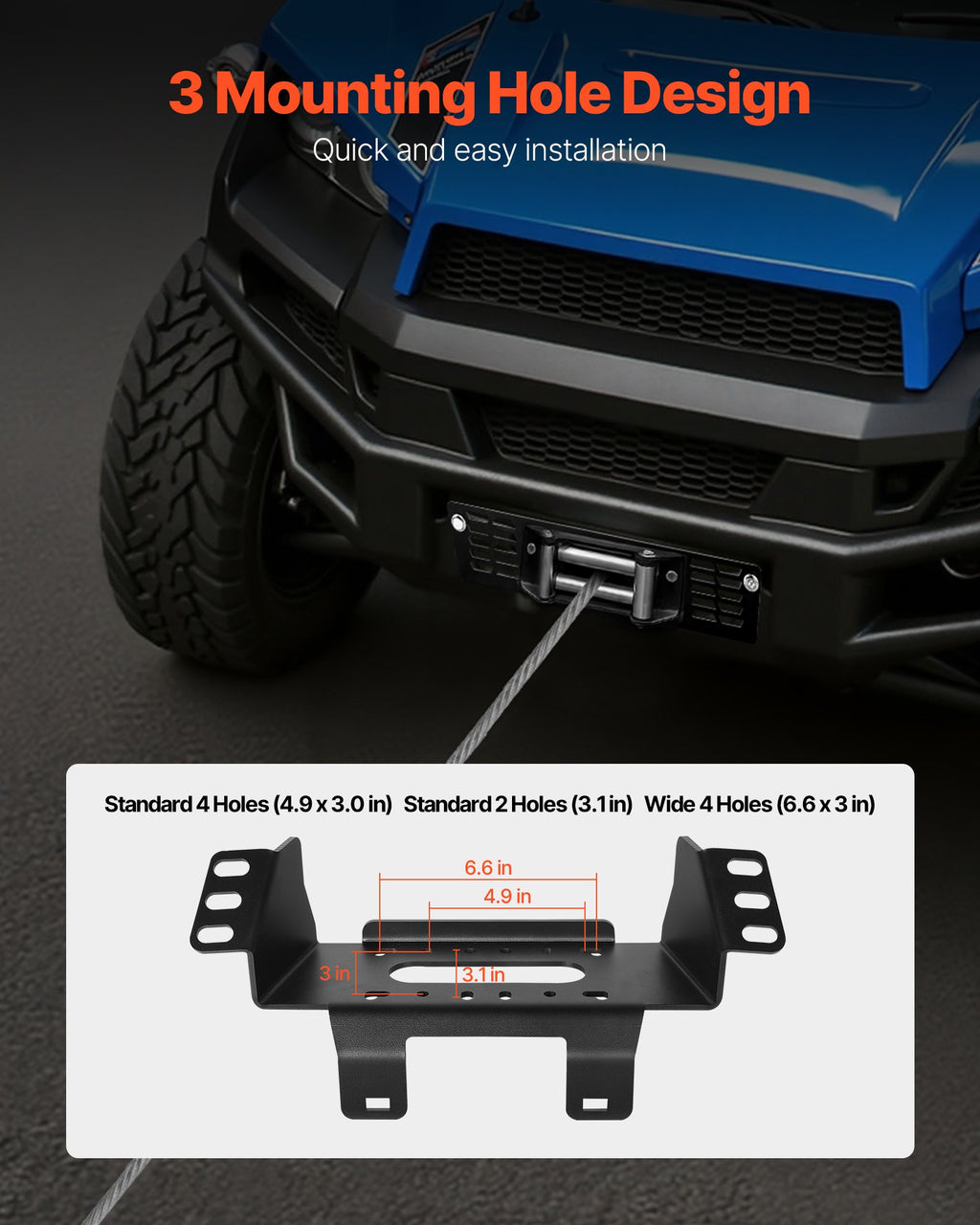 Gervės tvirtinimo plokštė VEVOR Polaris Ranger, 907-1633 kg