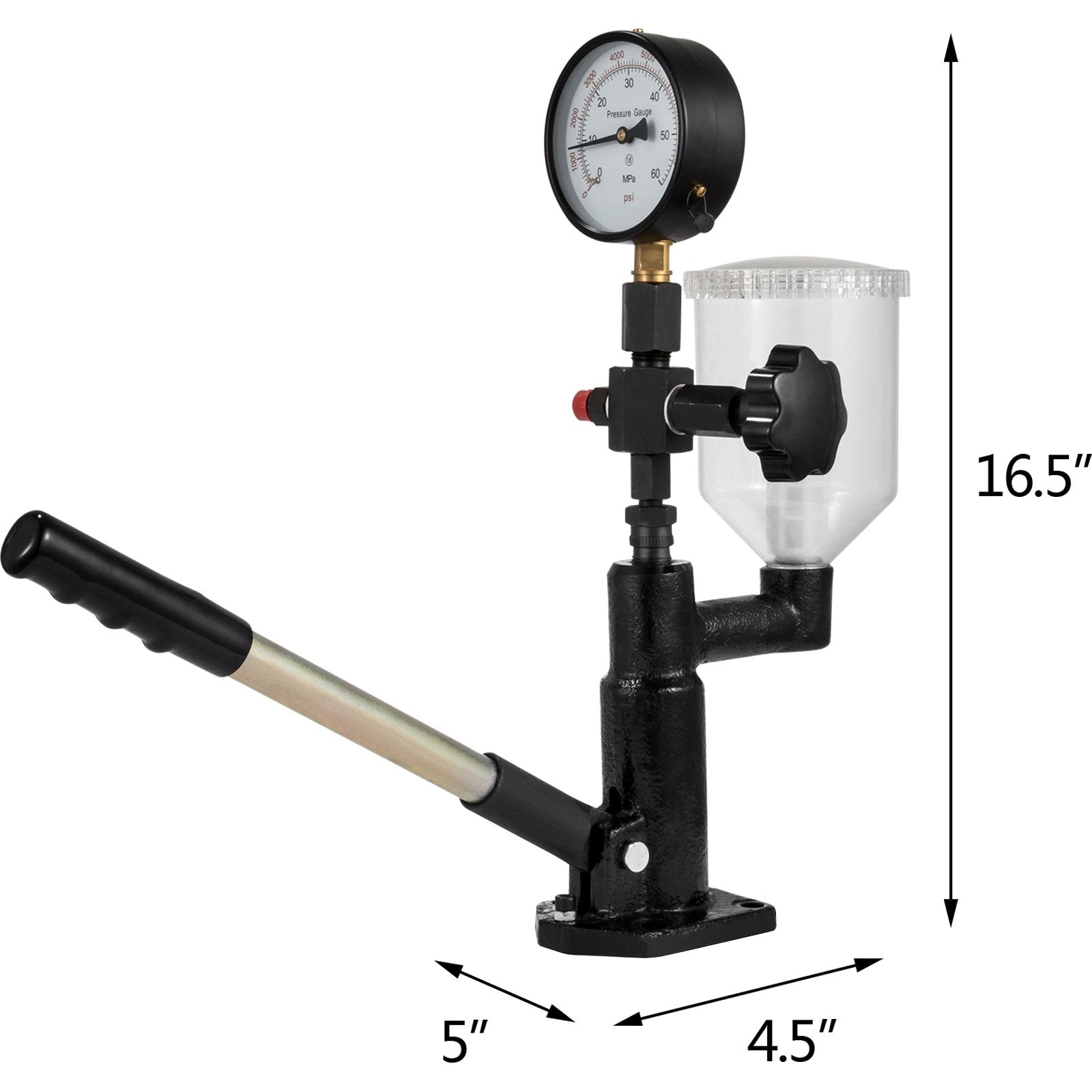 Dyzelinių purkštukų tikrinimo stendas VEVOR 600 Bar, 0,8 l talpa