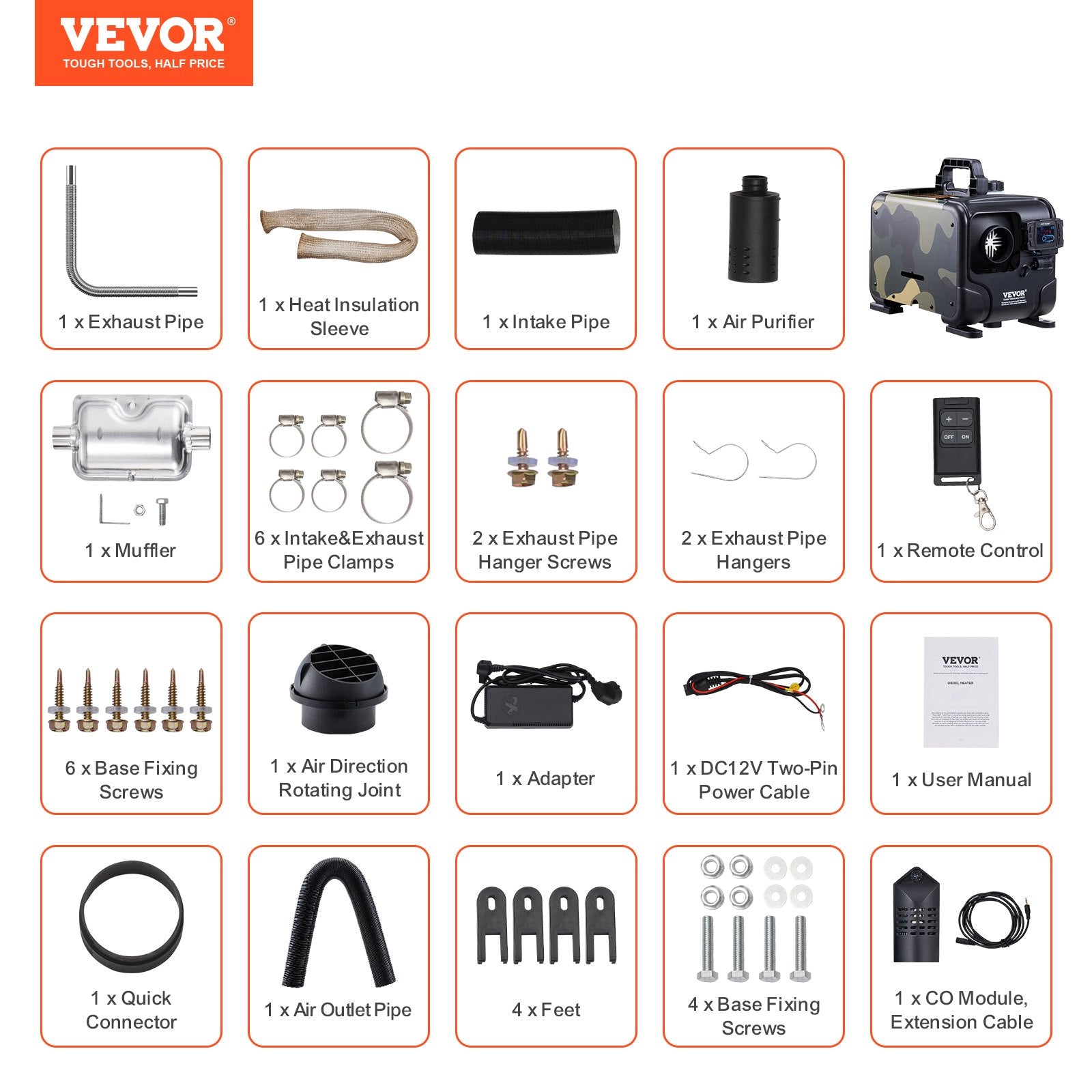 Dyzelinis šildytuvas VEVOR CY5004, 8 kW
