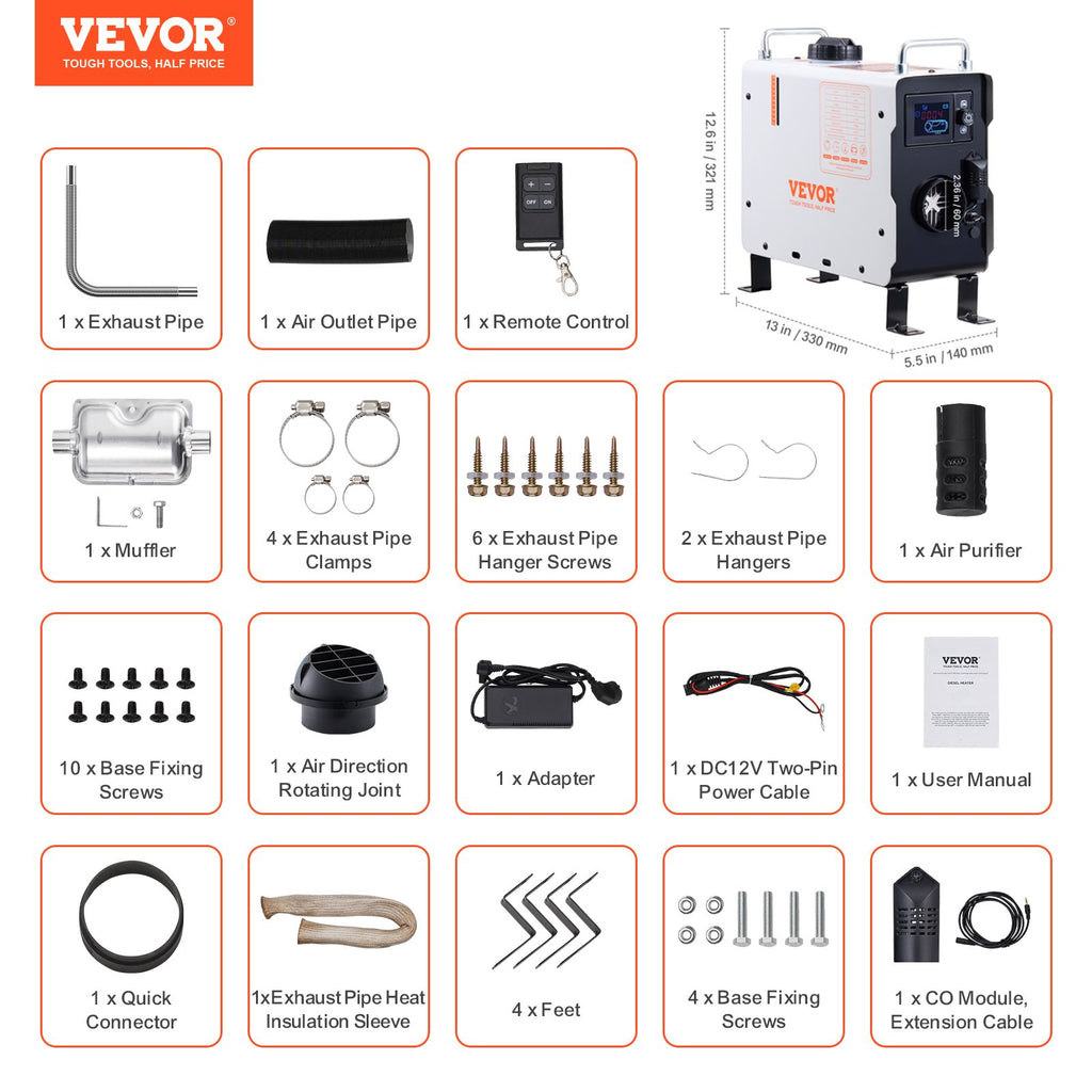 Dyzelinis oro šildytuvas VEVOR ZM2003, 2 kW