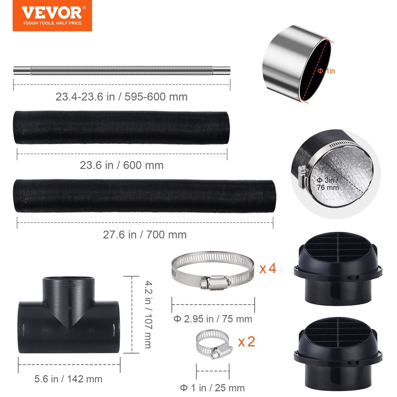 Dyzelinio šildytuvo ortakių komplektas VEVOR, 76 mm