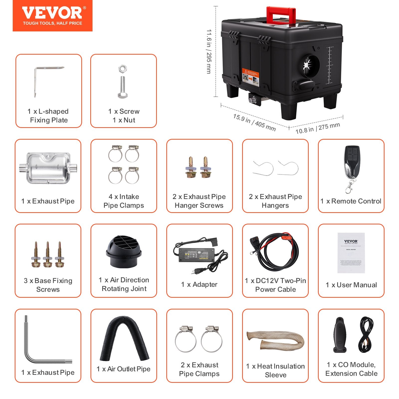 Dyzelinis šildytuvas VEVOR XMZ-TB20, 8 kW