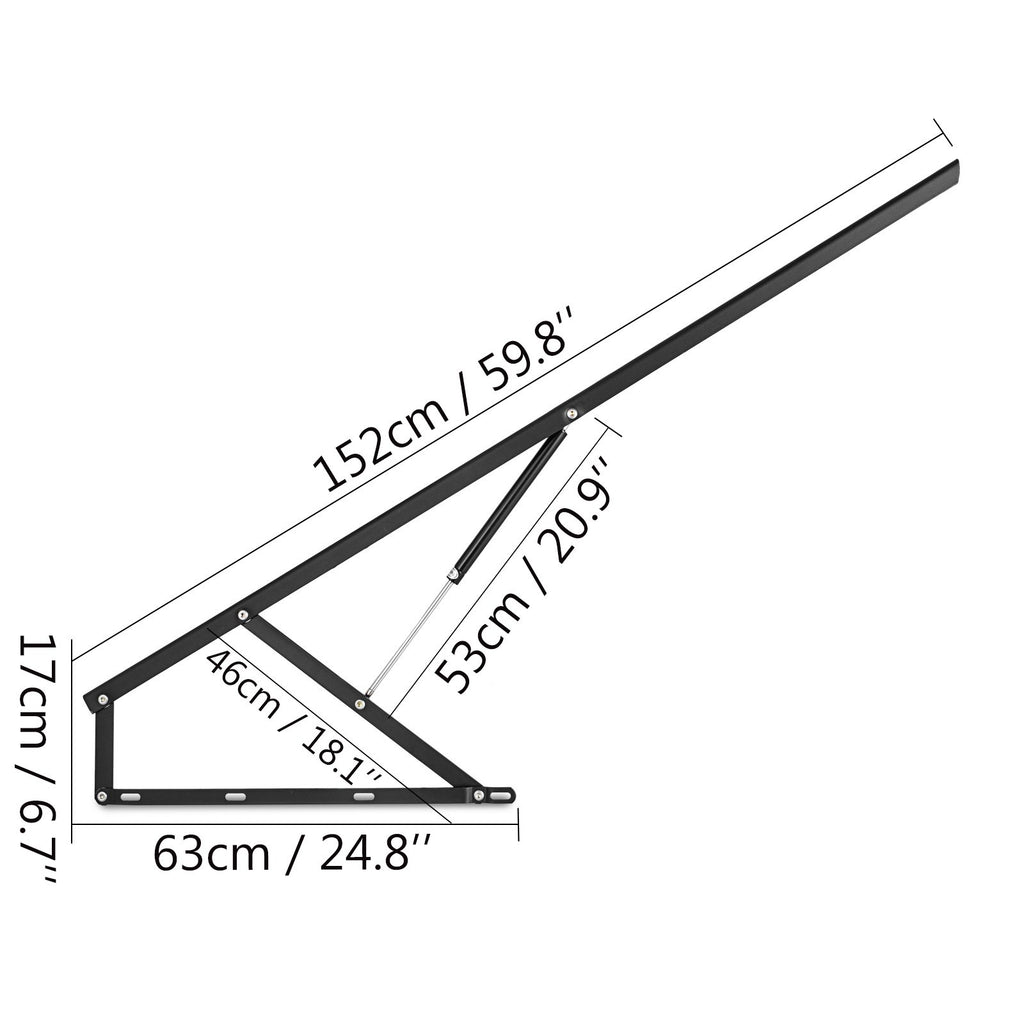 Pneumatinis lovos pakėlimo mechanizmas VEVOR 152 cm, 60 kg keliamoji galia