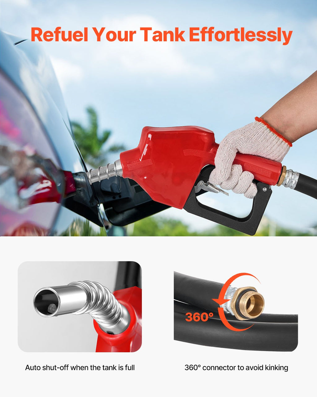 Nešiojama dyzelino talpa VEVOR TKA400-E, 484,5 l