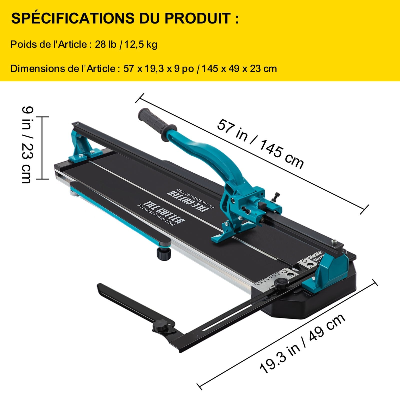 Rankinis plytelių pjoviklis VEVOR 1200 mm, su lazeriniu pjovimo žymekliu