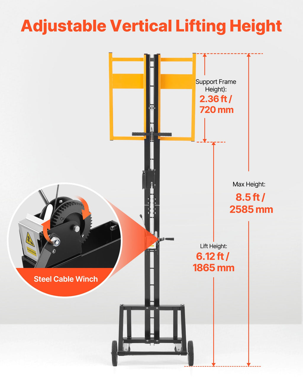 Gipso kartono plokščių keltuvas VEVOR 38412, 68 kg keliamoji galia
