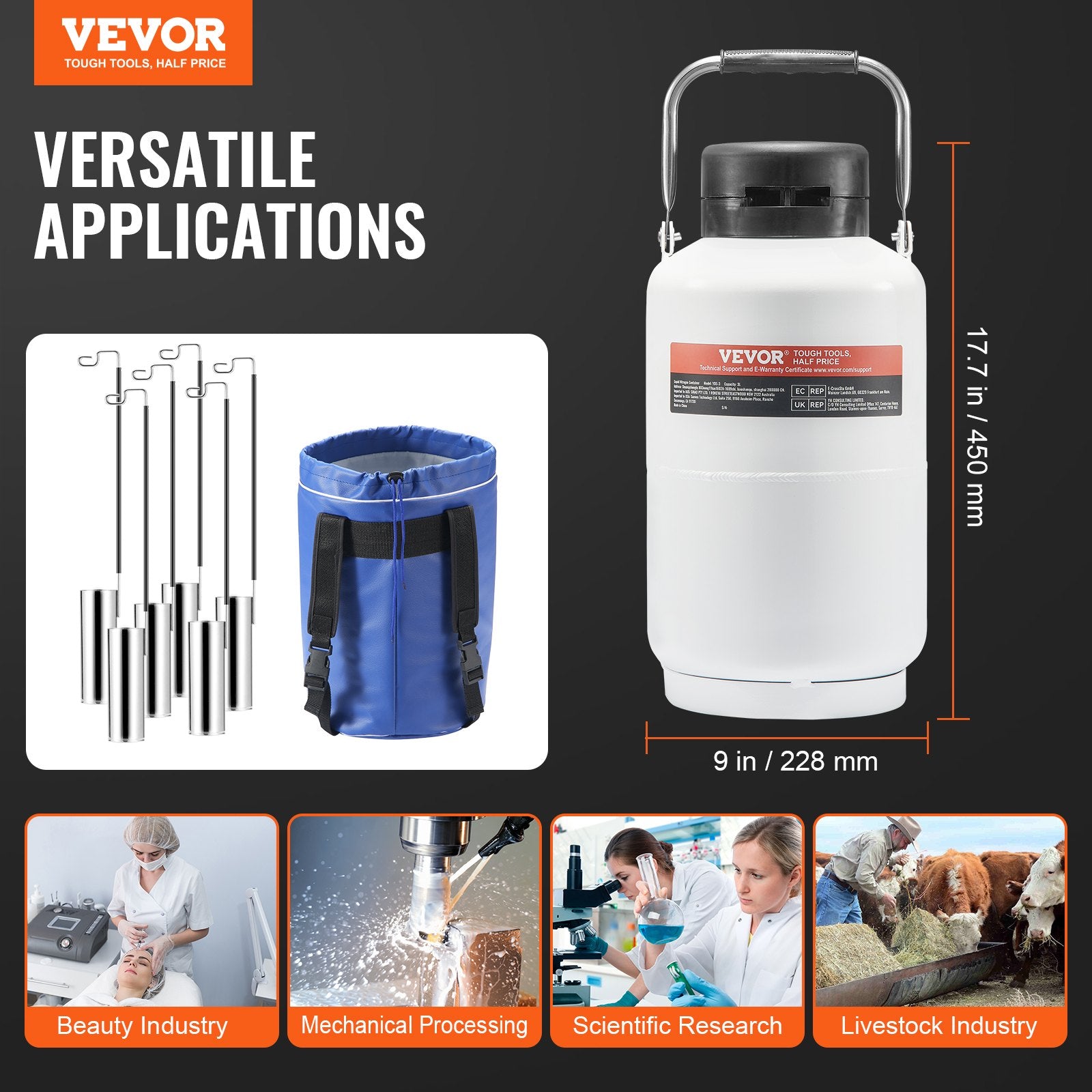 Skysto azoto talpa VEVOR YDS-3, 3 l