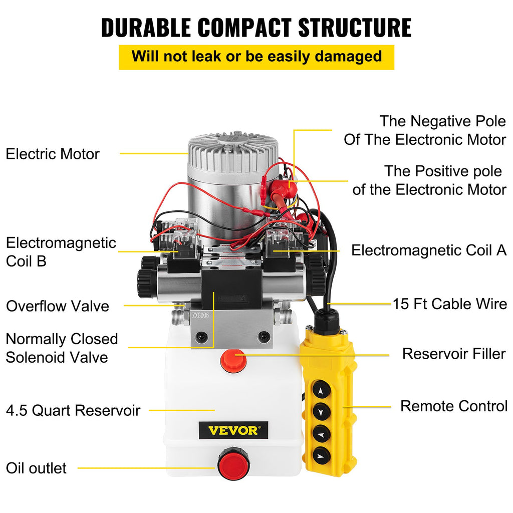 Hidraulinis siurblys VEVOR Double Acting, 12V DC, 4,5 l