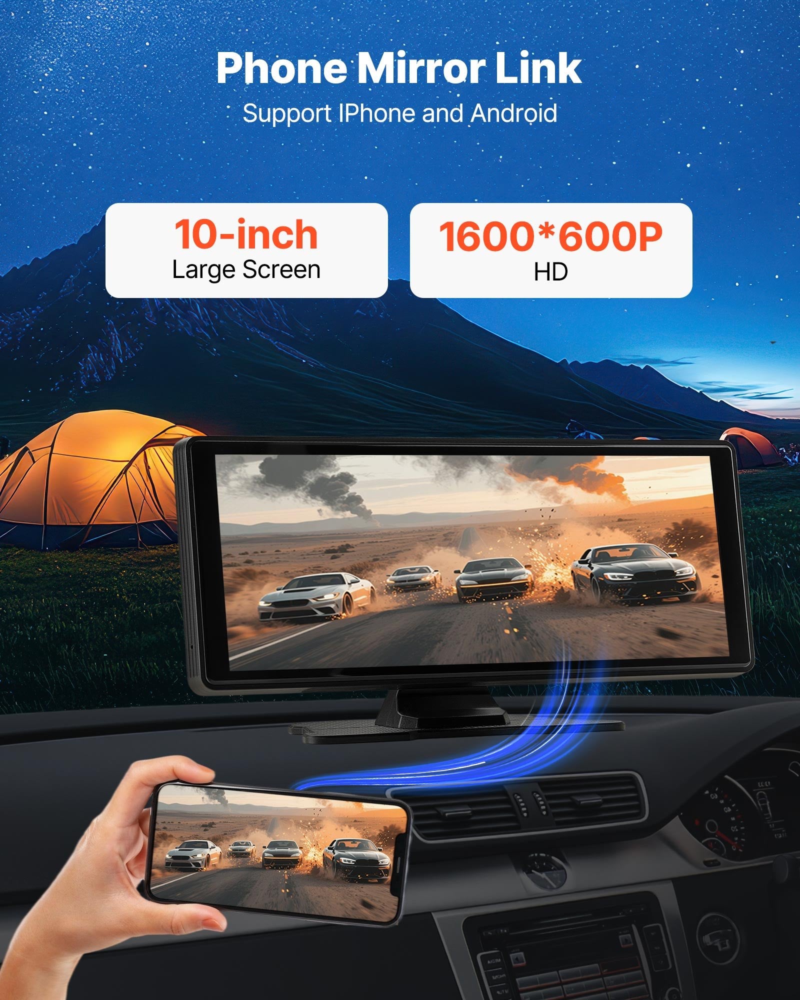 Belaidė automobilio magnetola VEVOR 9003D, 254 mm HD ekranas