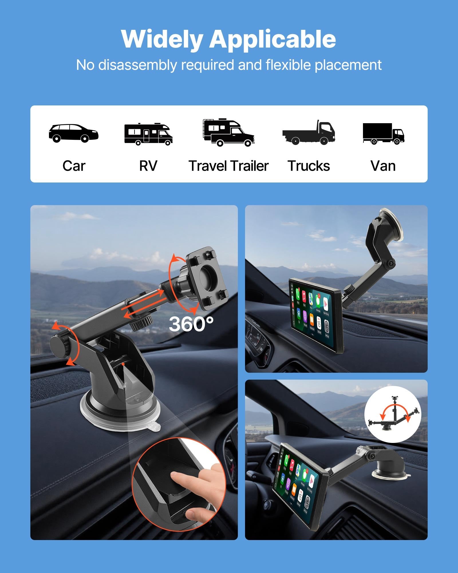 Belaidė automobilio magnetola VEVOR 9003D, 254 mm HD ekranas