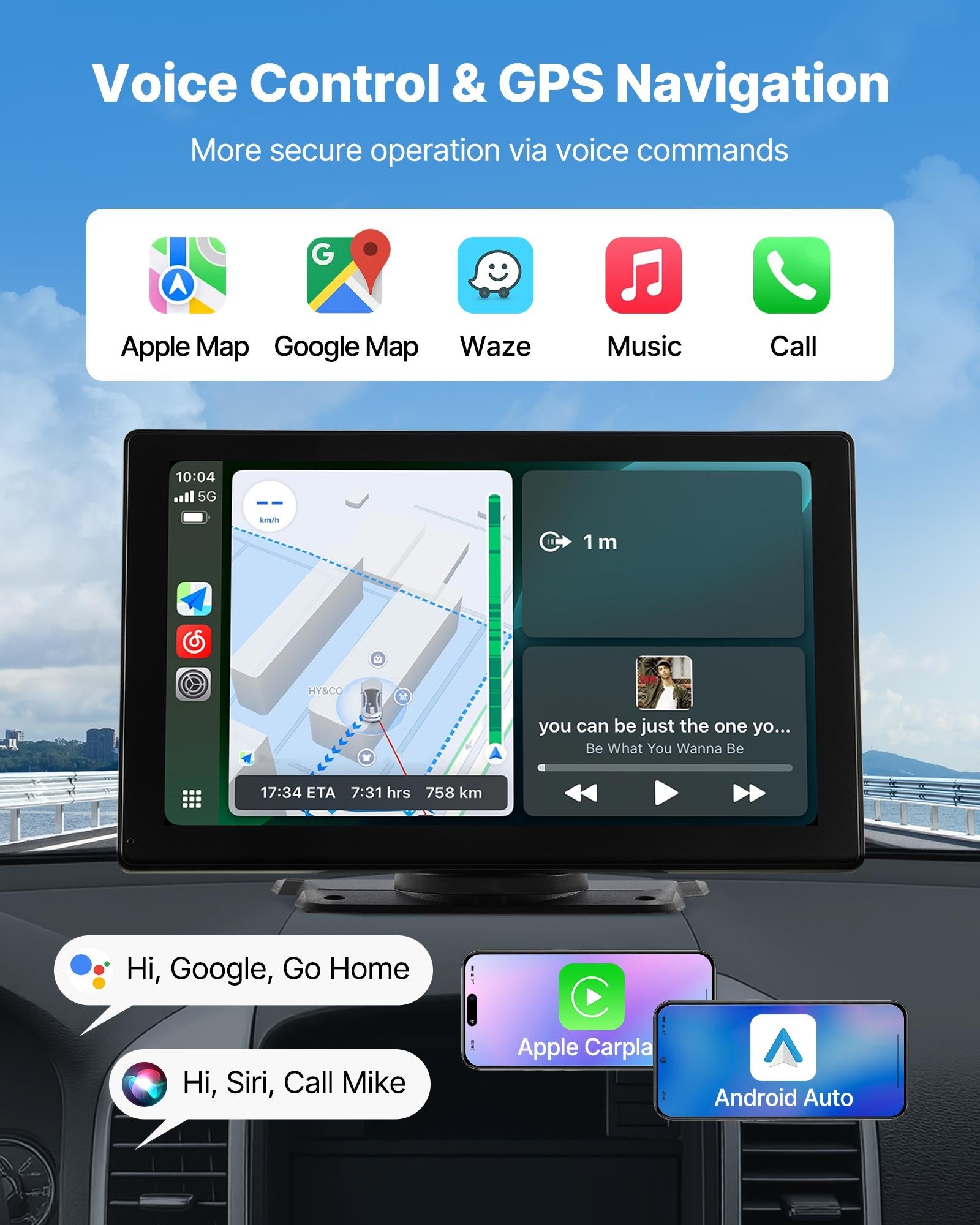 Automobilinė multimedijos sistema VEVOR 7098P, 9 colių HD ekranas