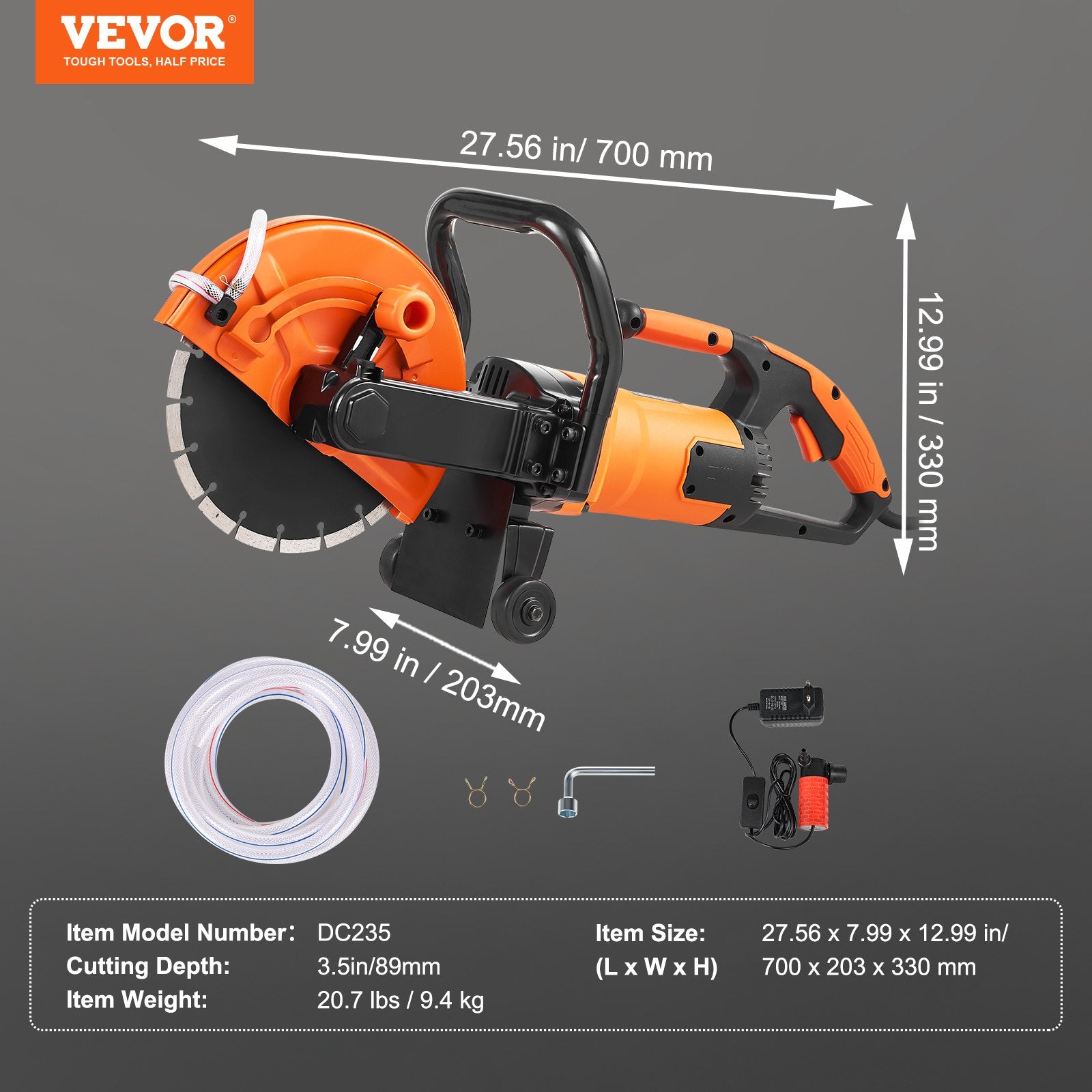 Elektrinis betono pjūklas VEVOR DC235, 1800 W