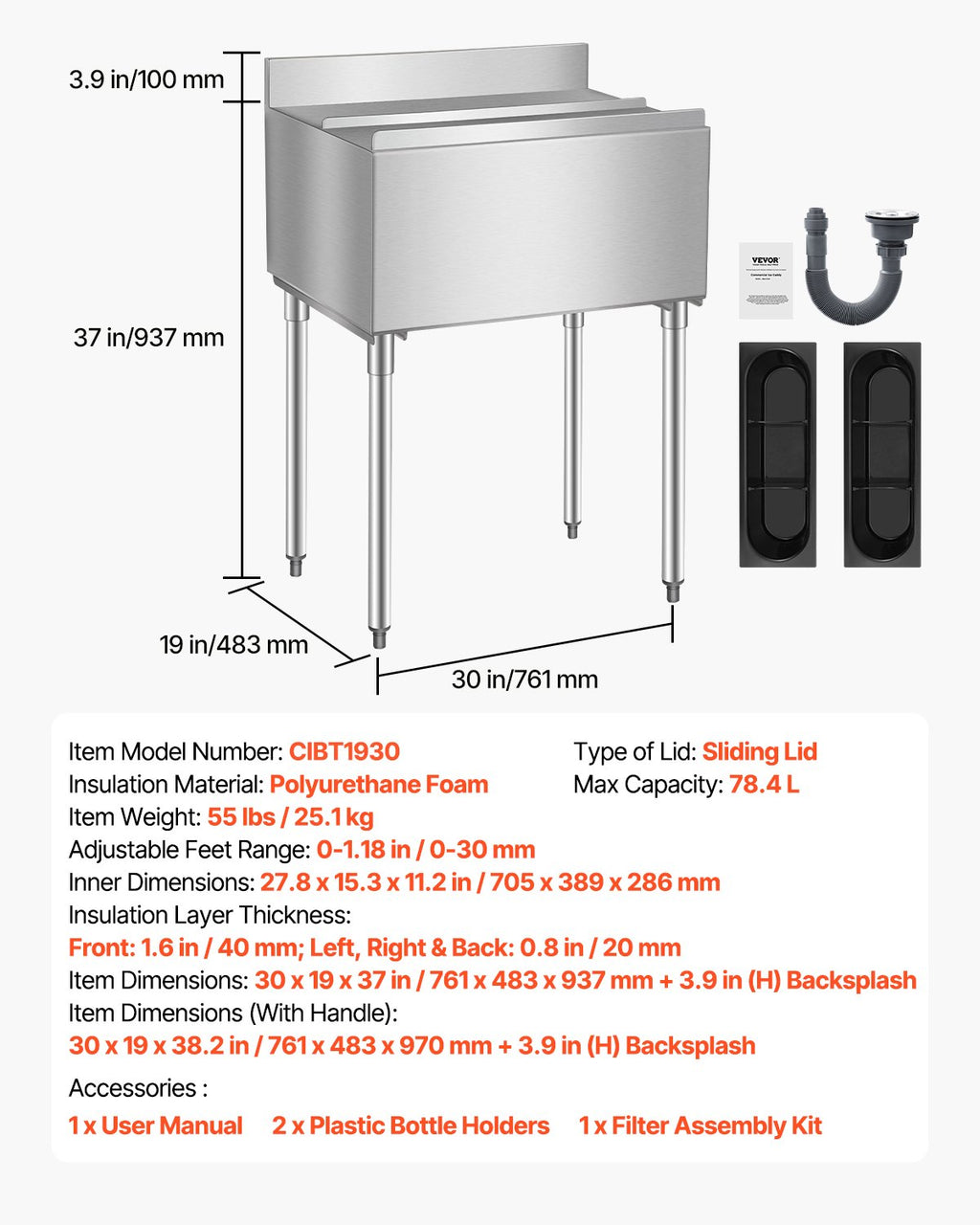 Ledo talpa VEVOR CIBT1930, 78,4 l