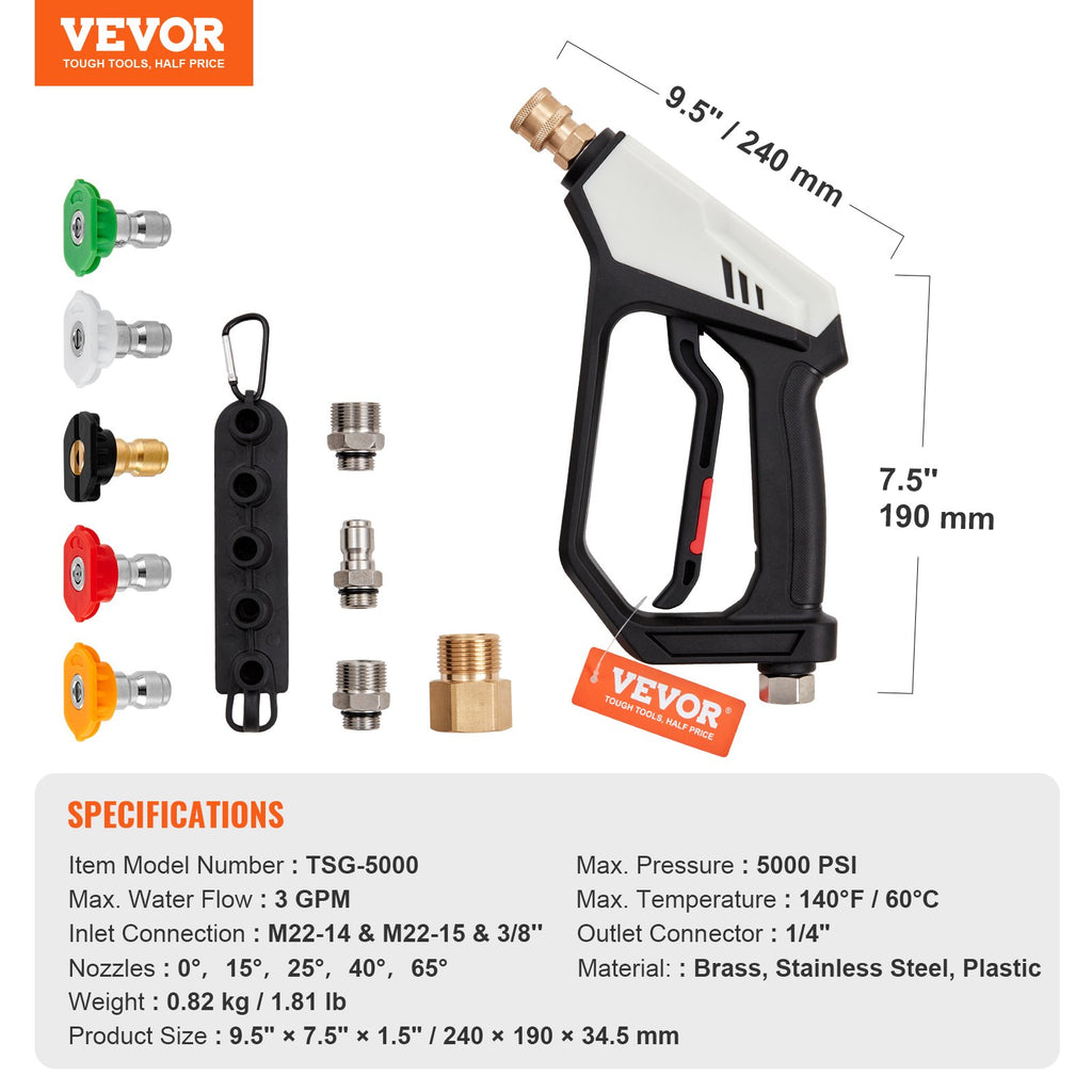 Aukšto slėgio plovimo pistoletas VEVOR TSG-5000, 5000 PSI