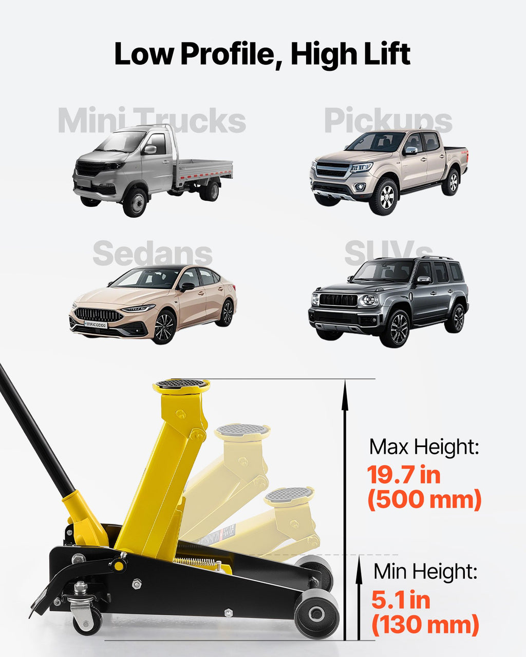 Žemo profilio domkratas VEVOR WD-A-03000-A00-0/JT, 3 tonos