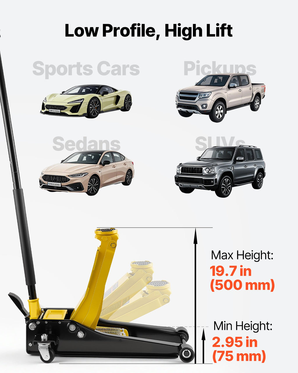 Žemo profilio hidraulinis keltuvas VEVOR WD-A-03000-B00-0/JT, 3 tonos