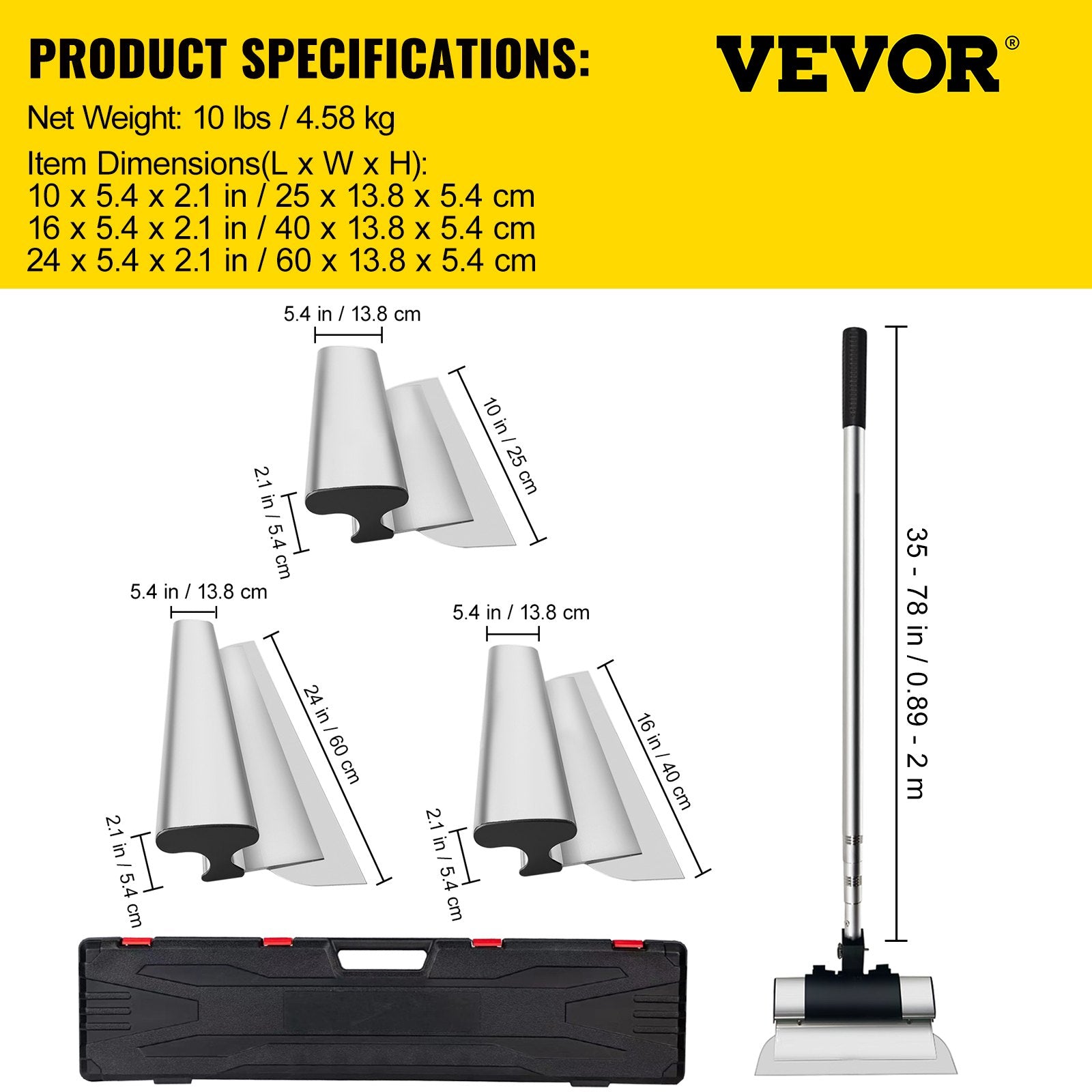 Glaistymo mentelių rinkinys VEVOR 25/40/60 cm, su teleskopine rankena