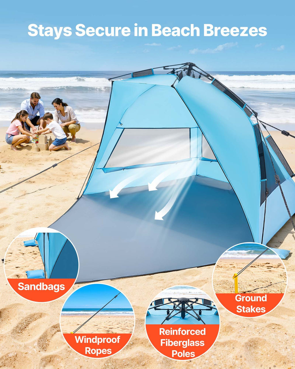 Paplūdimio palapinė VEVOR YL-beach5A, 4 asmenims