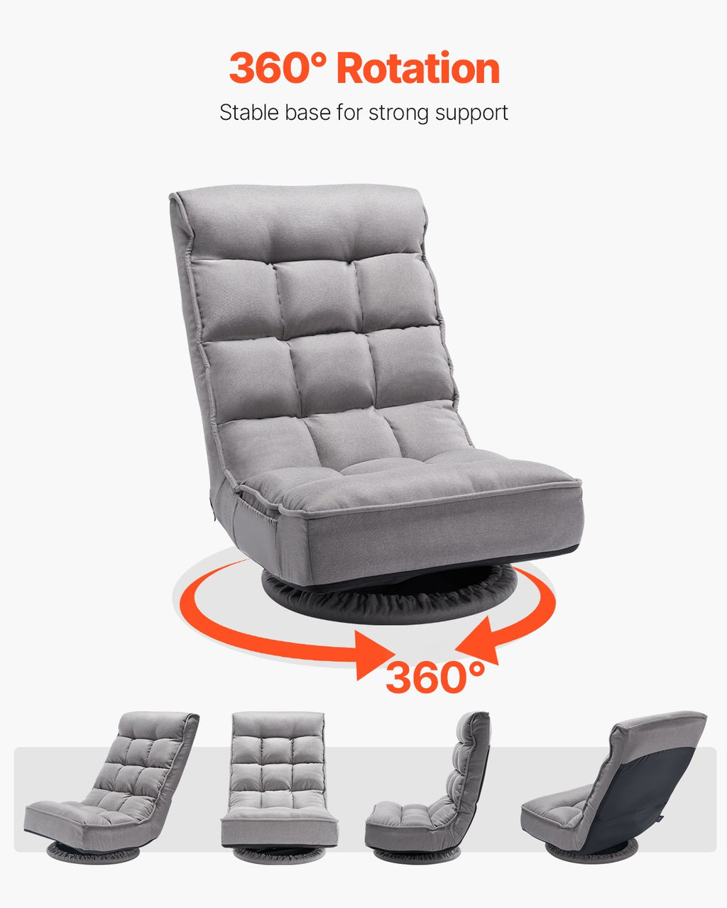 Besisukanti grindų kėdė žaidimams VEVOR QX-1558C, 360° sukimasis