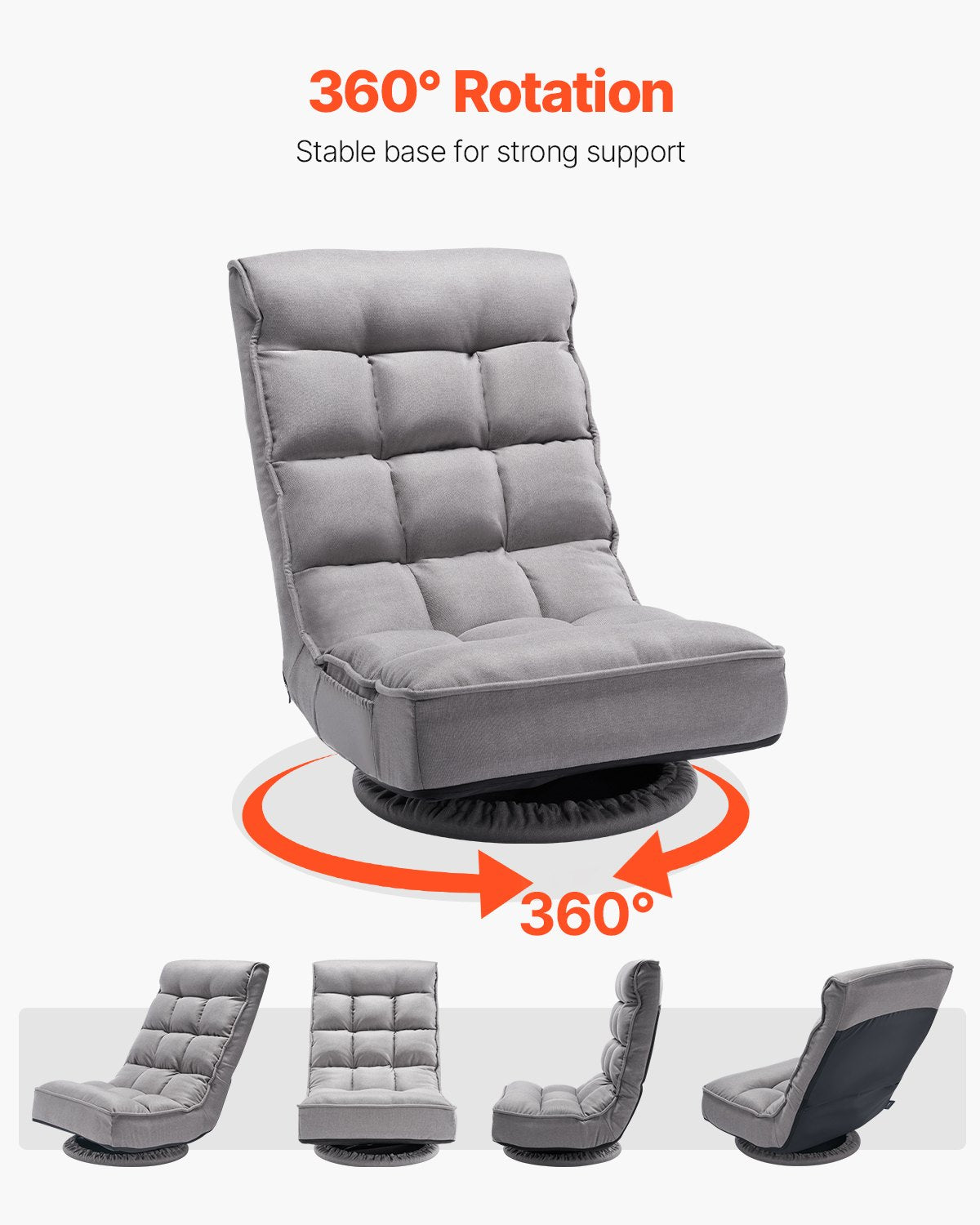 Besisukanti grindų kėdė žaidimams VEVOR QX-1558C, 360° sukimasis