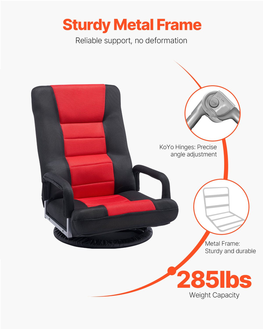 Grindų žaidimų kėdė VEVOR QX-1557-2, 360° besisukanti