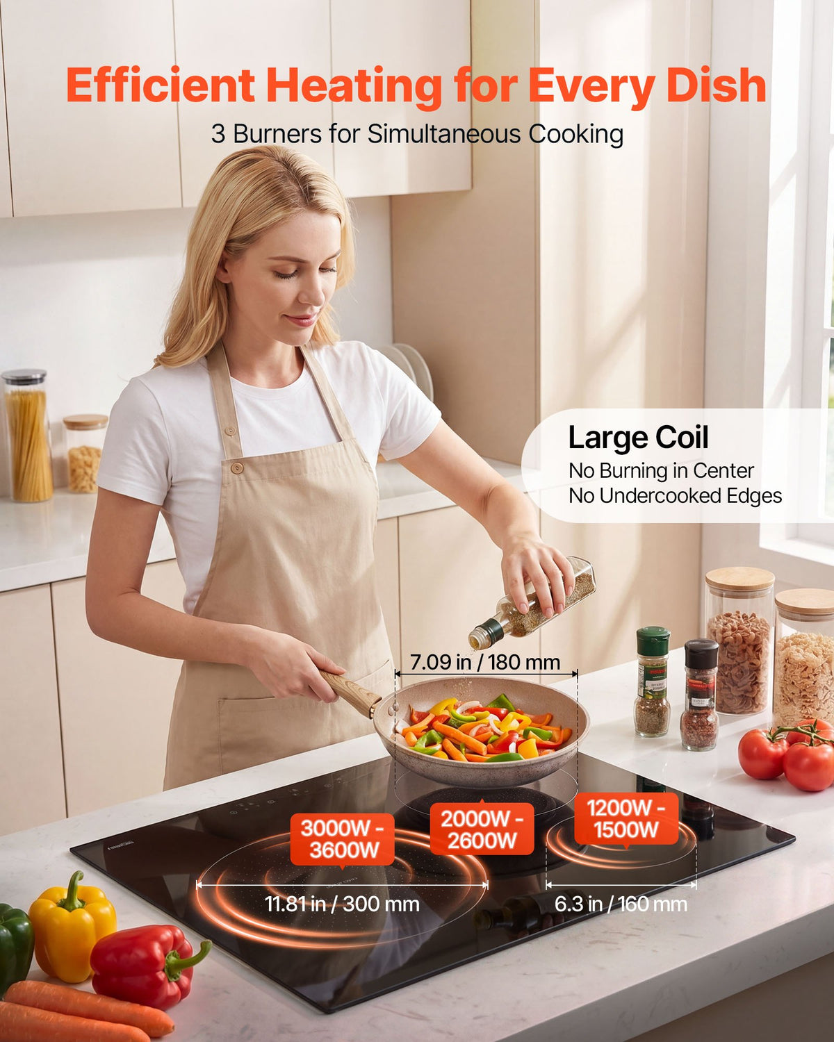 Indukcinė kaitlentė VEVOR SK-63IHB3T2P, 6200 W