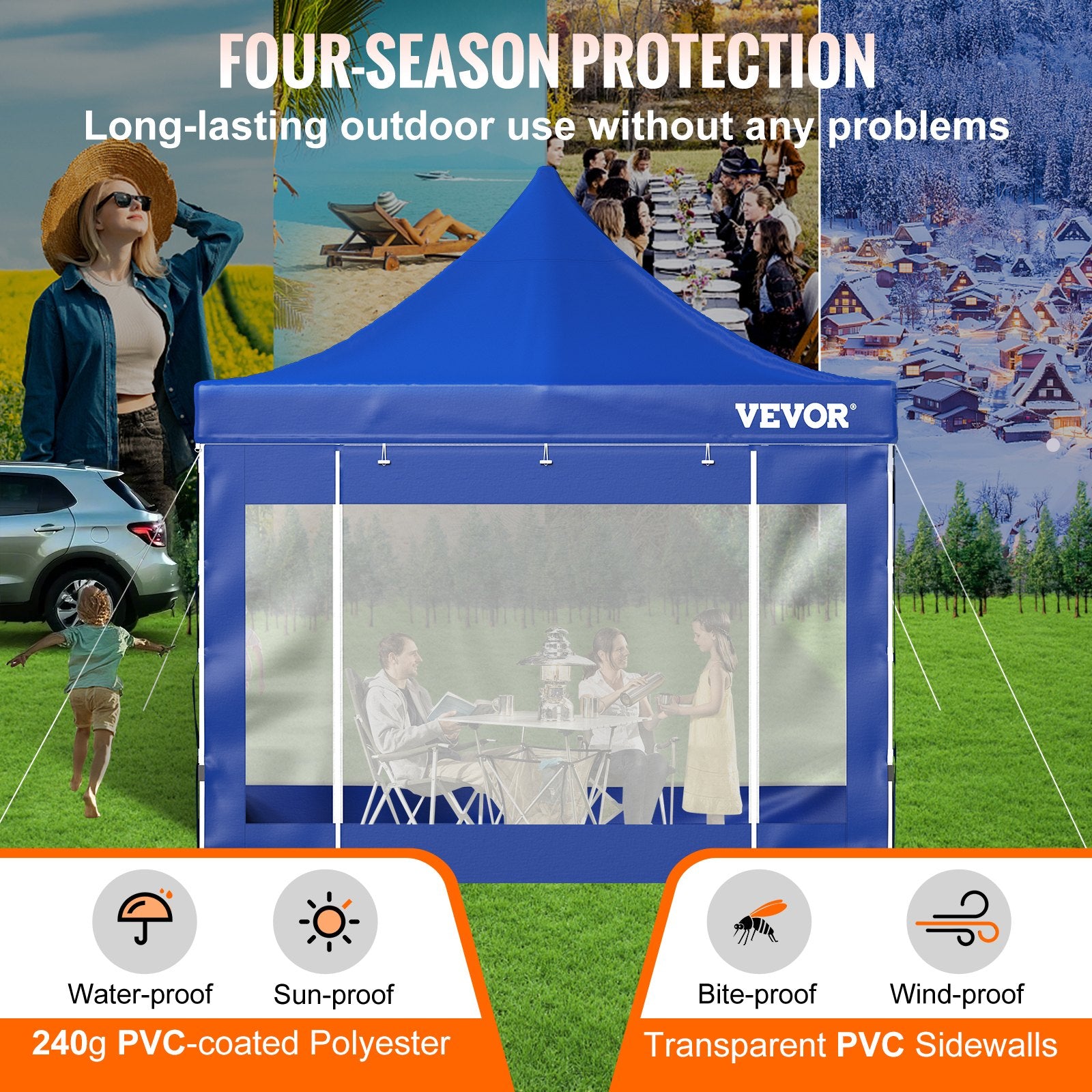 Pop-up pavėsinė VEVOR 3x3 m, su šoninėmis sienelėmis ir krepšiu