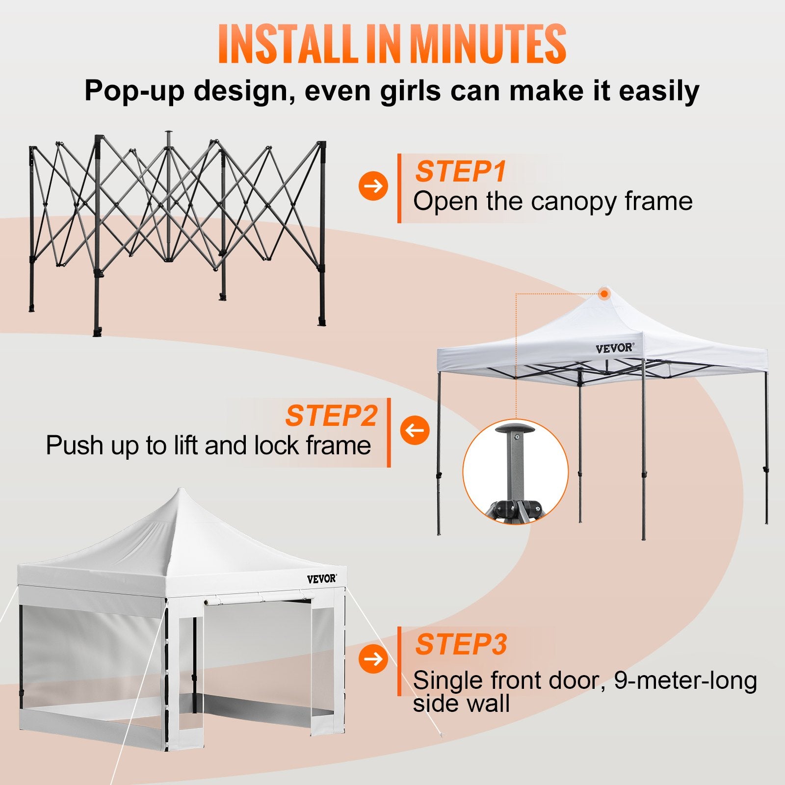 Sulankstoma pavėsinė VEVOR Pop Up, 3 x 3 m
