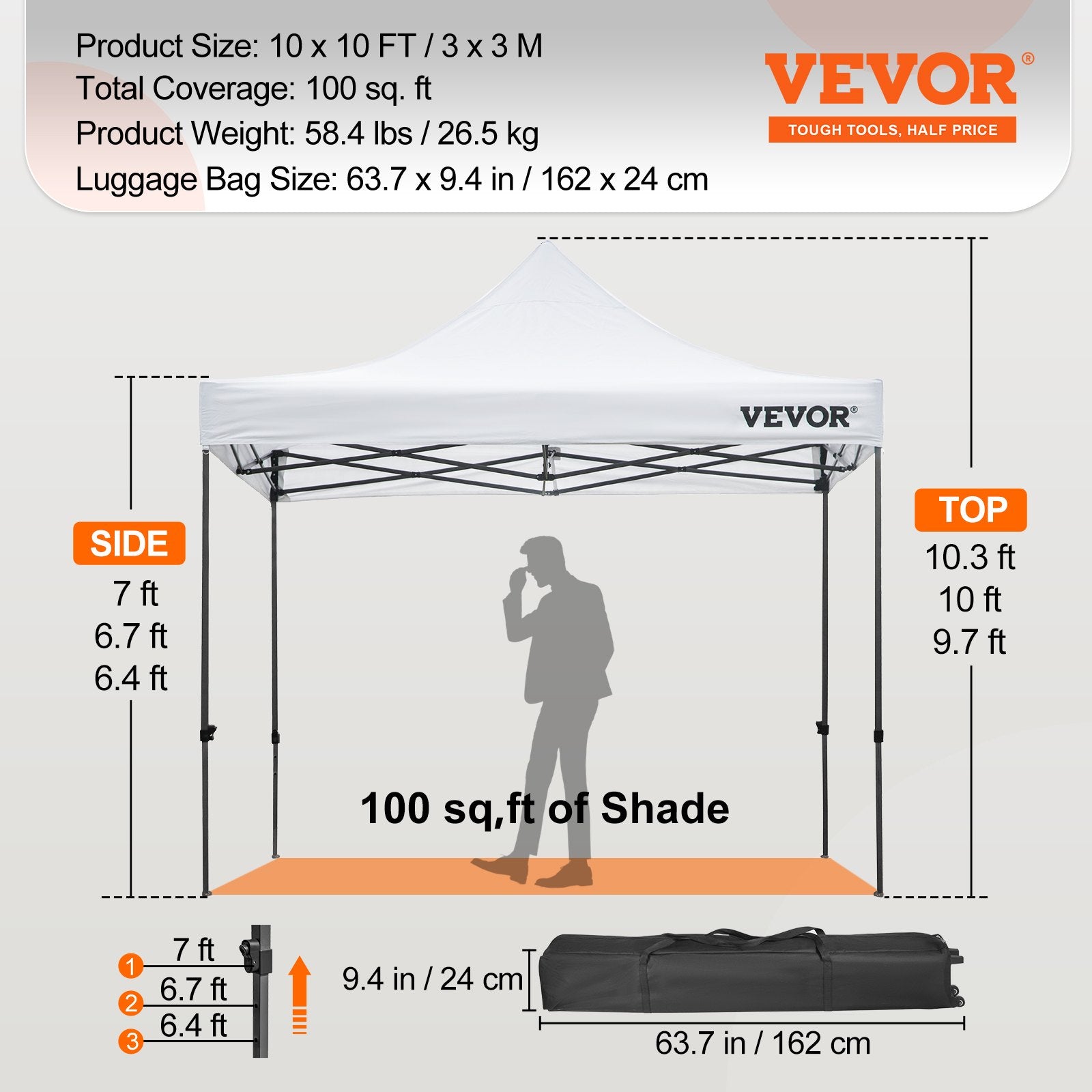 Sulankstoma pavėsinė VEVOR Pop Up, 3 x 3 m