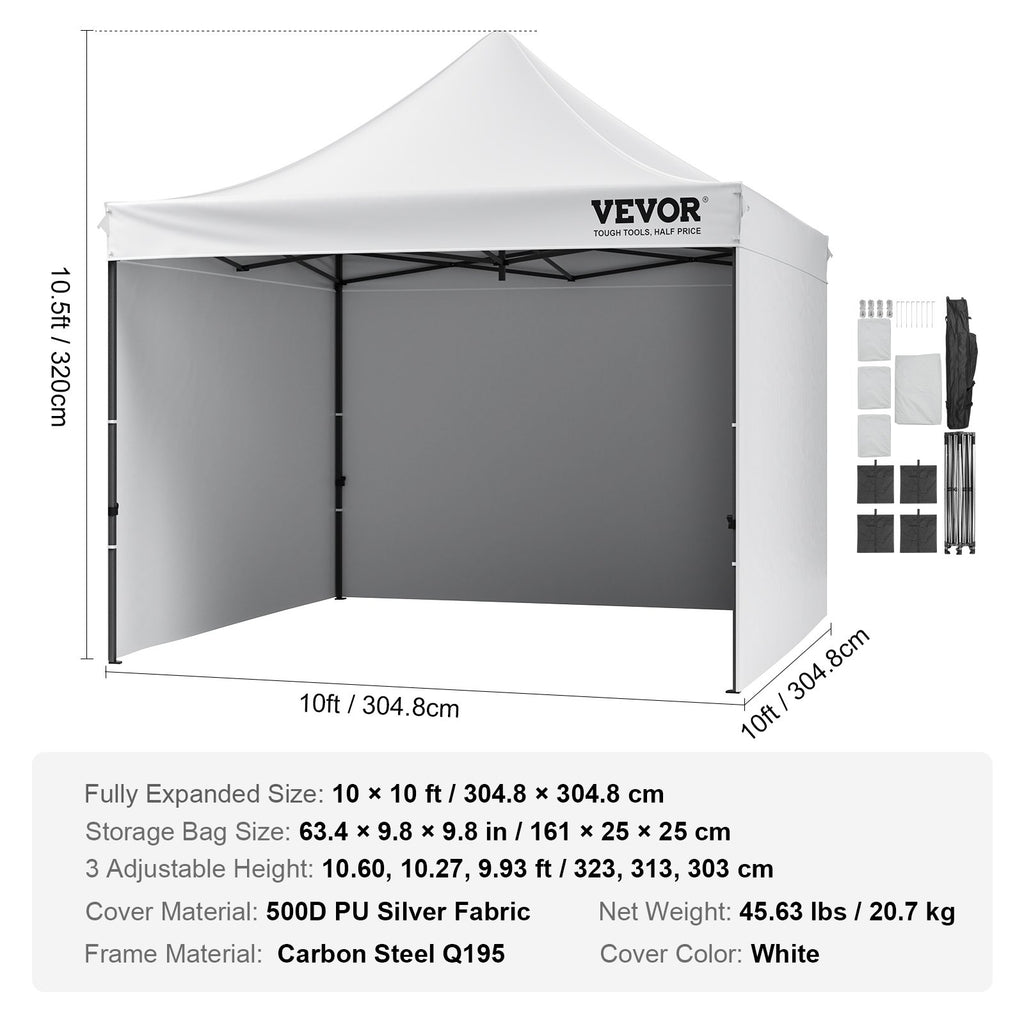 Išskleidžiama pavėsinė VEVOR 304,8 x 304,8 cm, su šoninėmis sienelėmis