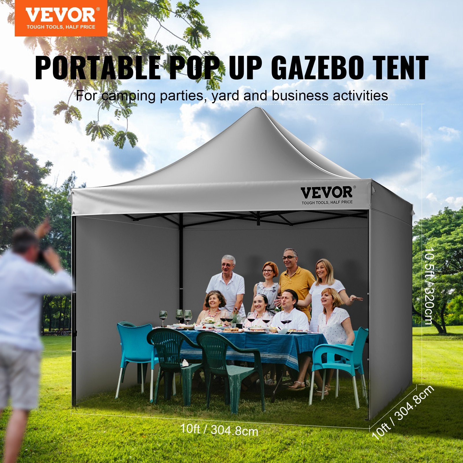 Atviroji pavėsinė VEVOR Pop Up Canopy, 304,8 x 304,8 cm